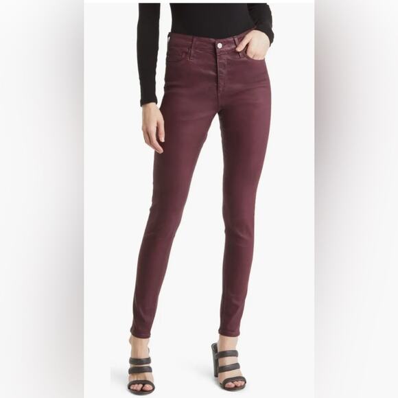 AG Adriano Goldschmied Red Farrah Ankle High Rise Skinny Pants - Picture 1 of 9